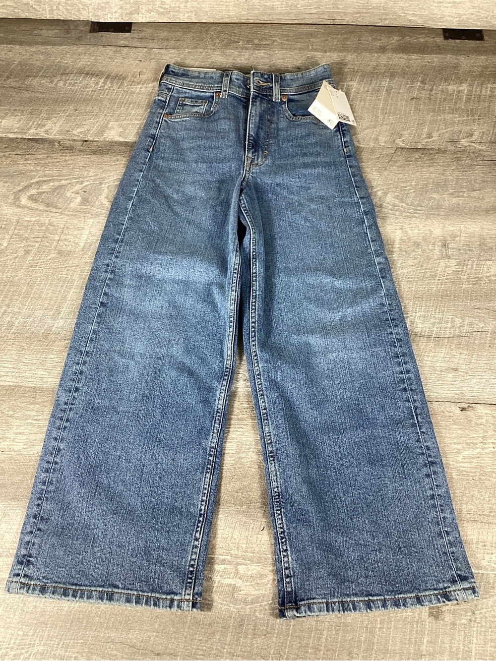 H&M Wide Leg Baggy Jeans High Waist Medium Wash NWT Size 0 NWT